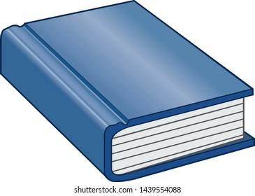 Blue hardcover book. Vector icon.
