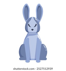 Blue hare is sitting and looking at the viewer in this cartoon character design
