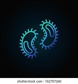Blue harmful bacteria vector concept icon or logo element in outline style on dark background