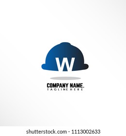blue hat initial letter w linked logo design