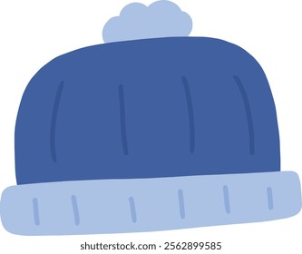 a blue hat with a pom pom on it