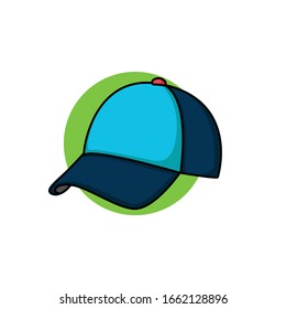 diseño plano minimalista de ilustración de icono del vector de sombrero azul