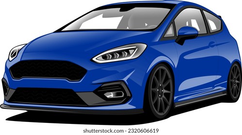 azul hatback hothatch rendimiento deportivo coupé estilo de vehículo ruedas delanteras ilustración vectorial