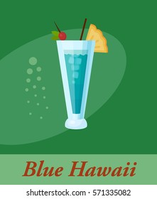 Blue Hawaii cocktail menu item or any kind of design. Party drink icon vector illustration