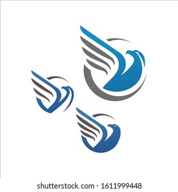 blue hawk falcon eagle vector Logo design icon illustration Template