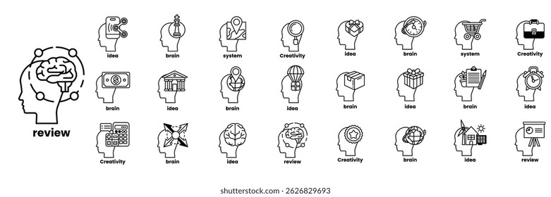 A blue head with a brain and a clock on it. The head is surrounded by a blue border in line drawing style
