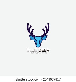 blue head deer color vector logo gradient