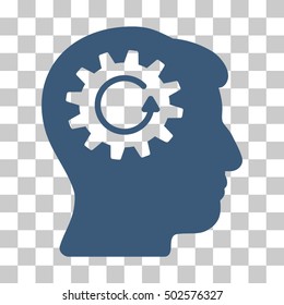 Blue Head Gear Rotation interface icon. Vector pictograph style is a flat symbol on chess transparent background.