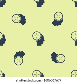 Blue Head hunting concept icon isolated seamless pattern on yellow background. Business target or Employment. Human resource and recruitment for business.  Vector Illustration