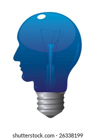 Blue head shaped lamp bulb.