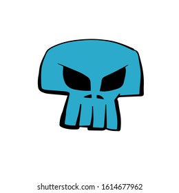 Blue head skull hand drawn illustration