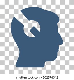 Blue Head Surgery Wrench toolbar icon. Vector pictogram style is a flat symbol on chess transparent background.