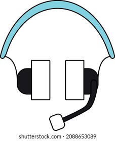 Auricular azul con icono de micrófono