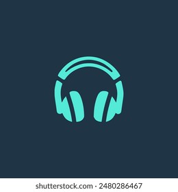 blue headphone music logo vector illustration template design