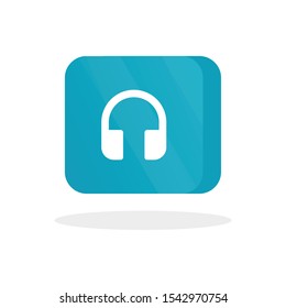 Blue headphone video button vector illustration, Ui Design isometric