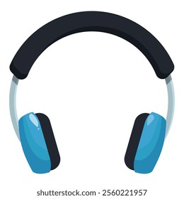 Blue headphones with black headband isolated on a white background