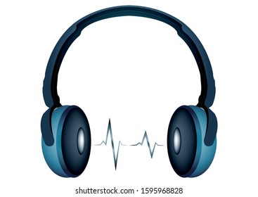 Blue headphones. Elector. Vector illustration of headphones isolated on white background
