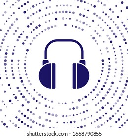 Blue Headphones icon isolated on white background. Earphones. Concept for listening to music, service, communication and operator. Abstract circle random dots. Vector Illustration