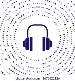 Blue Headphones icon isolated on white background. Support customer service, hotline, call center, faq, maintenance. Abstract circle random dots. Vector Illustration
