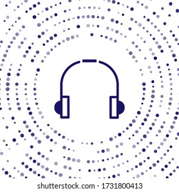 Blue Headphones icon isolated on white background. Earphones. Concept for listening to music, service, communication and operator. Abstract circle random dots. Vector Illustration