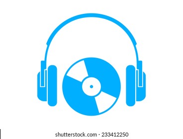 Blue headphones icon on white background