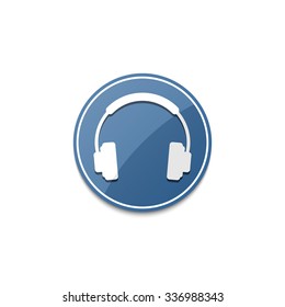 Blue headphones icon with shadow
