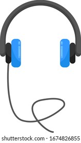 Blue headphones, illustration, vector on white background.