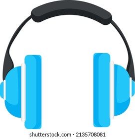 Blue headphones, illustration, vector on a white background.