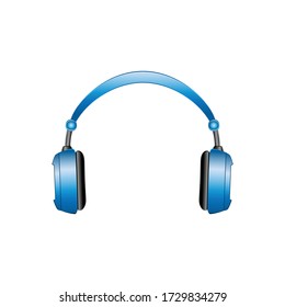 Blue headphones isolated on white background.