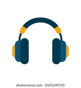 Blaue Kopfhörer-Sound-Symbol-flache Vektor-Design