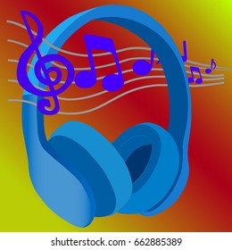 Blue headphones vector illustration