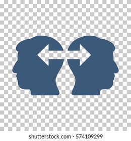 Blue Heads Exchange Arrows interface pictogram. Vector pictogram style is a flat symbol on chess transparent background.