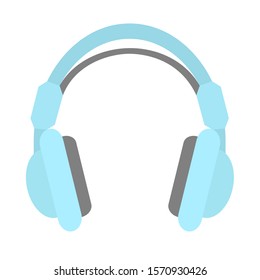 Blue headset. Flat design icon vector illustration. 