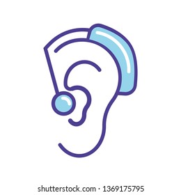 Blue hearing aid  icon vector illustration  isolated on white background