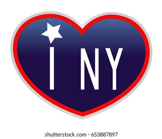 Blue heart American symbol badge I love New York