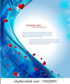 Blue heart background with glowing effect.Vector
