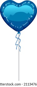 Blue heart balloon isolated illustration