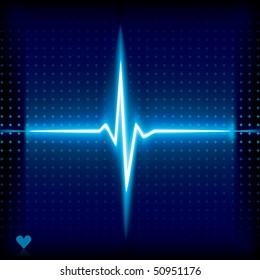 Blue Heart Beat. Ekg Graph.