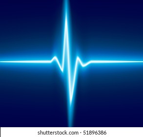 Blue Heart Beat. Ekg Graph.