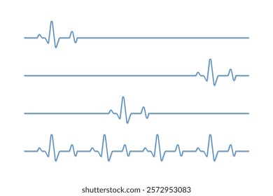 blue heart beat line vector collection in white background