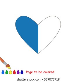 The Blue Heart, the coloring book to educate preschool kids with easy gaming level, the kid educational game to color the colorless half by sample.