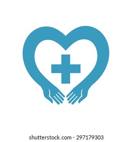 blue heart with a cross