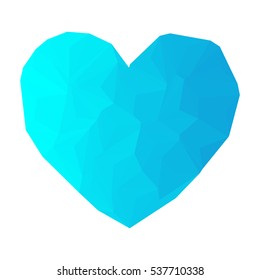 Blue heart drawn in triangulation style type stone.Vector eps 10
