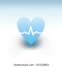 blue heart with ecg line concept