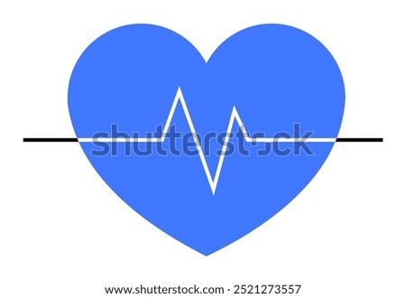 A blue heart graphic with a white electrocardiogram (EKG) line running through the center horizontally, intersected by a black horizontal line. Ideal for health, medical, cardiology, fitness, and heal