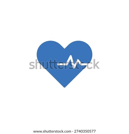 Blue heart icon with heartbeat line. Symbol of health, medicine, and cardiology. Vector illustration for medical concepts.