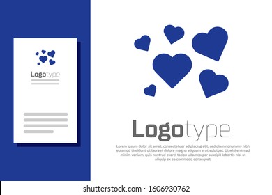 Blue Heart icon isolated on white background. Romantic symbol linked, join, passion and wedding. Valentine day symbol. Logo design template element. Vector Illustration