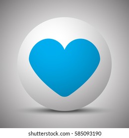 Blue Heart icon on white sphere