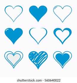 blue heart icon set vector illustration