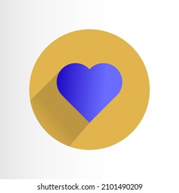 Blaue Herzgrafik mit blauem Farbverlauf auf gelbem Hintergrund für Valentinstag oder Pflegethema